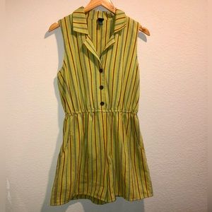 Wild Fable Striped Lime Green Short Sleeve Romper Sz Md